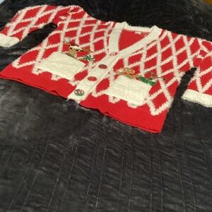 Holiday Time Festive Red and White Women’s L Sweater
